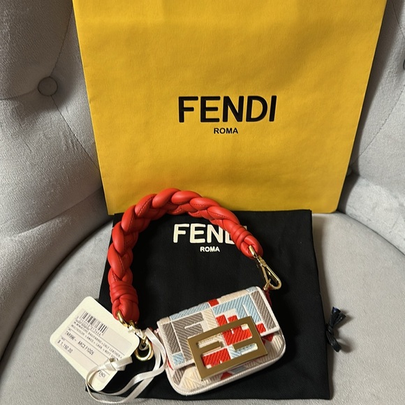 NWT FENDI Nano Baguette Multicolour canvas charm - Picture 4 of 14